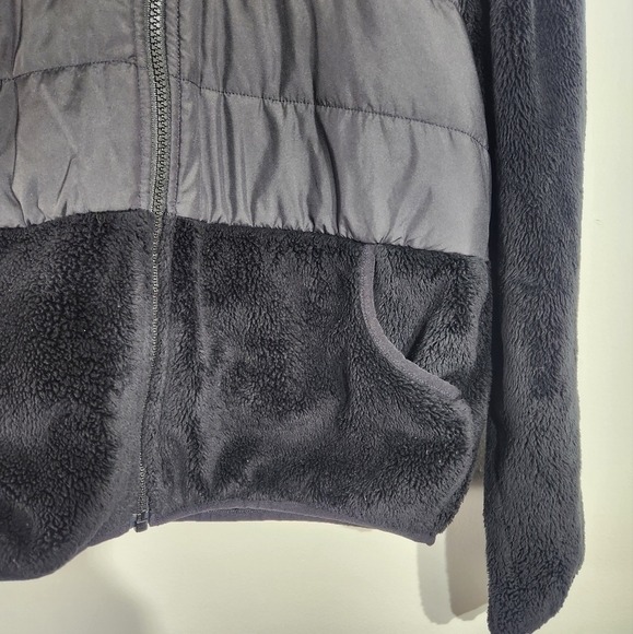 The North Face Black Sherpa Mashup Hoodie Full Zip Jacket Girls Large 14/16 - Picture 10 of 16